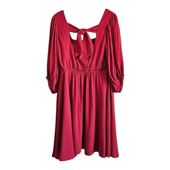 BAND OF THE FREE Women M Josette Dress Aurora Red Puff Sleeve Mini Flared Lined - Picture 10 of 10